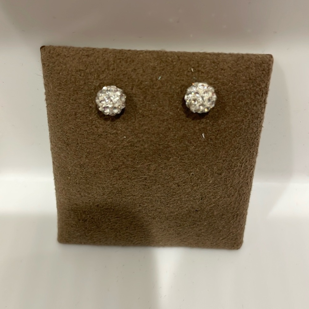 Girls White Sparkle Earrings